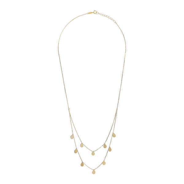 Multi-strand Necklace with Double Forzatina Chain and 9 Carat Gold Drop Charms