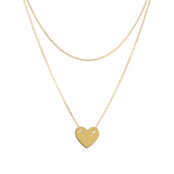 Collier multi-rangs avec double chaîne Rolo et pendentif coeur en or 9 carats