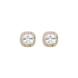 Square Stud Earrings with Cubic Zirconia 9 Carat Gold