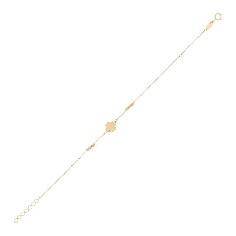 Forzatina-Kettenarmband mit vierblättrigem Kleeblatt aus 9 Karat Gold