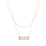 Double Rolo Chain Necklace with 9 Carat Gold Rectangular Pendant