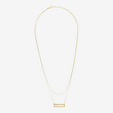 Collier double chaîne jaseron avec pendentif rectangulaire en or 9 carats