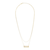Double Rolo Chain Necklace with 9 Carat Gold Rectangular Pendant