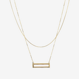 Collier double chaîne jaseron avec pendentif rectangulaire en or 9 carats