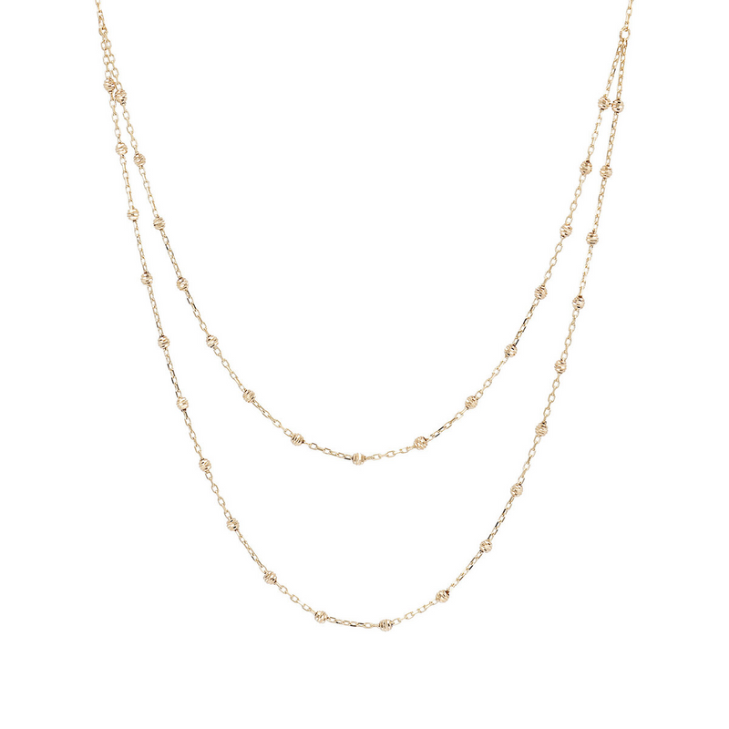 Multi-strand Necklace with Double Forzatina Chain and 9 Carat Gold Diamond Elements