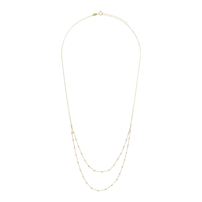 Multi-strand Necklace with Double Forzatina Chain and 9 Carat Gold Diamond Elements