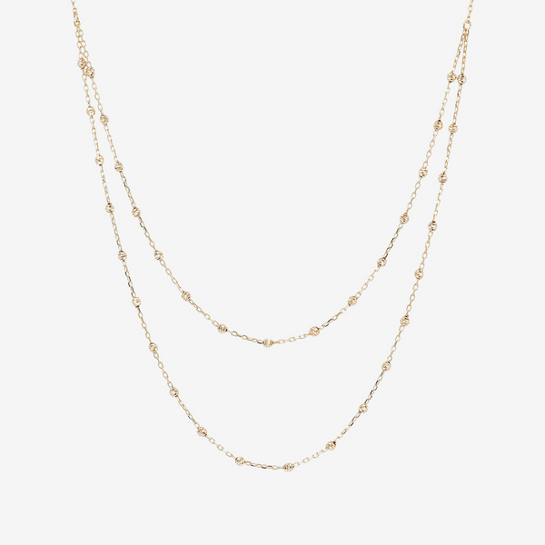 Collana Multifilo con Doppia Catena Forzatina ed Elementi Diamantati Oro 375
