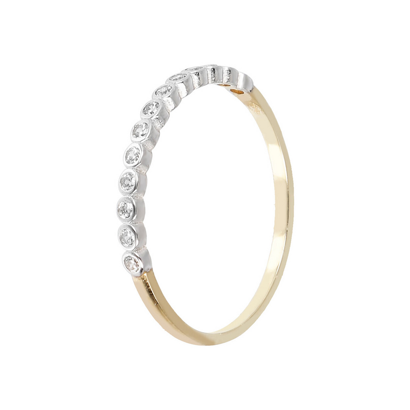 Bicolor Band Ring with 9 Carat Gold Cubic Zirconia
