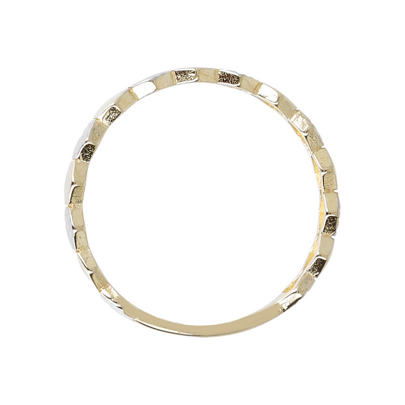 Ring mit kleinen zweifarbigen Sechsecken aus 9 Karat Gold