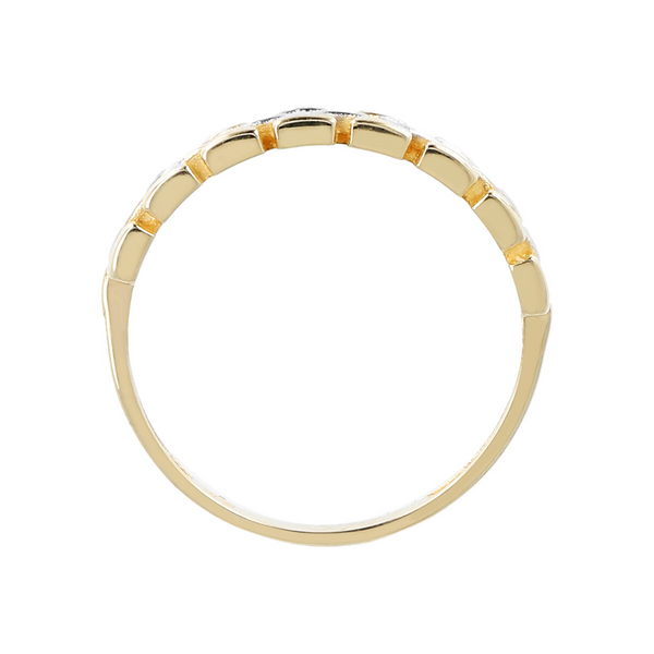 Band Ring with Bicolor Rectangular Elements in 9 Carat Gold