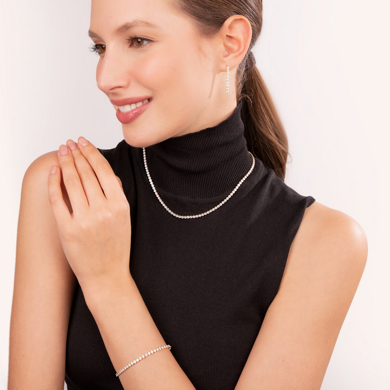 Tennis Wire Pendant Earrings with 9 Carat Gold Cubic Zirconia