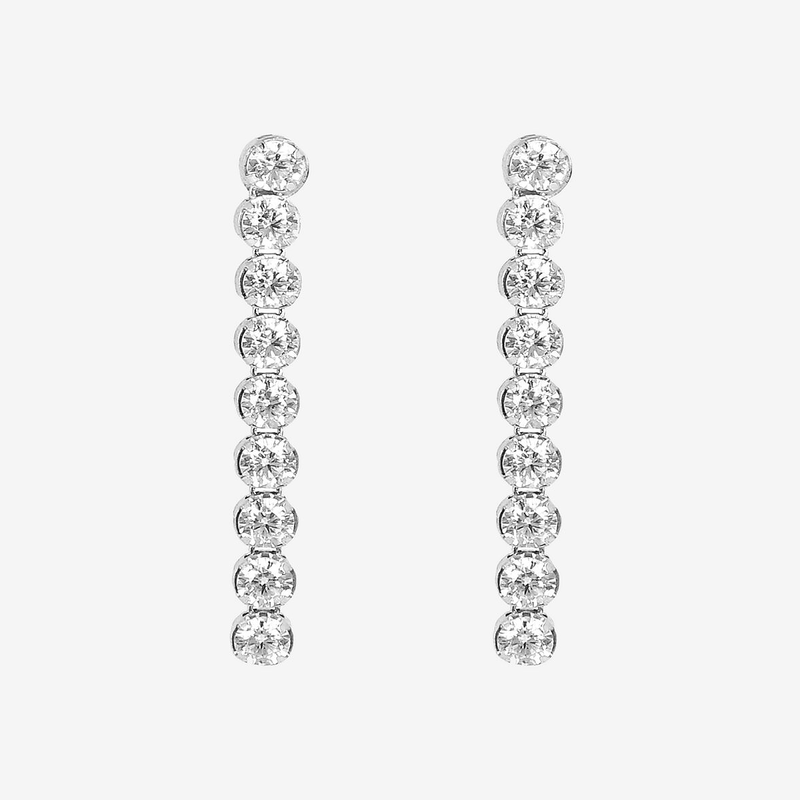 Tennis Wire Pendant Earrings with 9 Carat Gold Cubic Zirconia