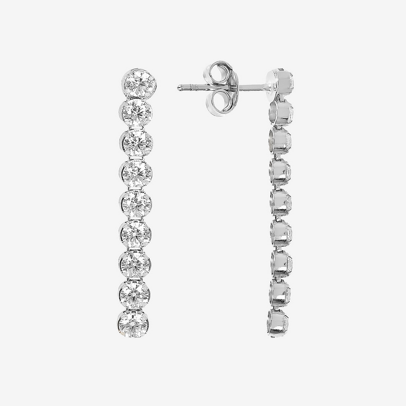 Tennis Wire Pendant Earrings with 9 Carat Gold Cubic Zirconia
