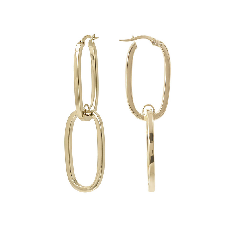 9 Carat Gold Paperclip Pendant Earrings