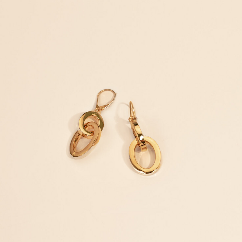 Doppelte, ineinander verschlungene Glieder-Ohrringe aus 9 Karat Gold
