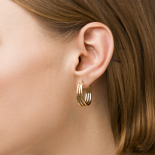 9 Carat Gold Triple Circle Pendant Earrings