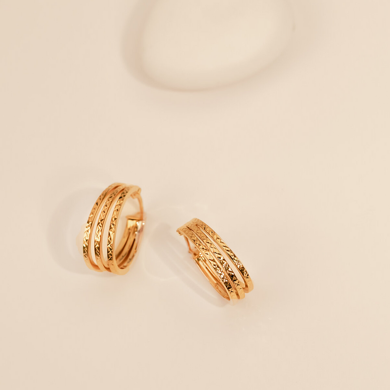 Dreifach-Kreis-Ohrringe aus 9 Karat Gold