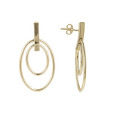 9 Carat Gold Graduated Double Circle Pendant Earrings