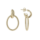 Pendant Earrings with Oval Striped Texture 9 Carat Gold