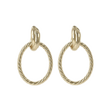 Pendant Earrings with Oval Striped Texture 9 Carat Gold