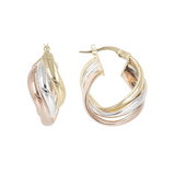 9 Carat Gold Triple Band Hoop Earrings