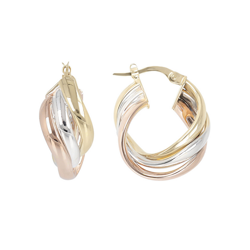 9 Carat Gold Triple Band Hoop Earrings