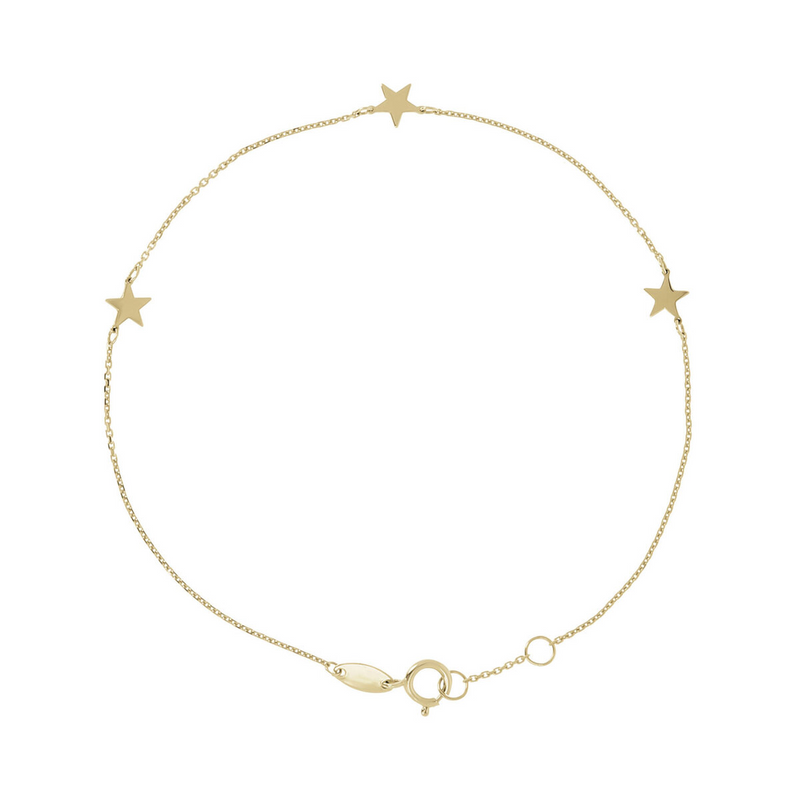 Bracelet chaîne Rolo avec étoiles en or 9 carats