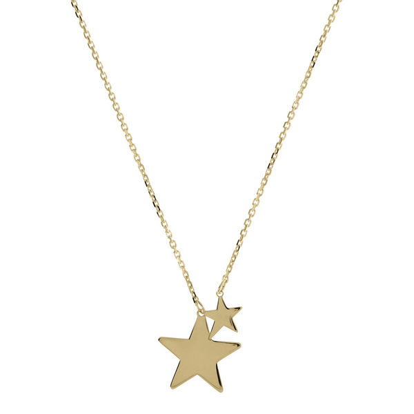 Rolo Chain Necklace with 9 Carat Gold Double Star Pendant