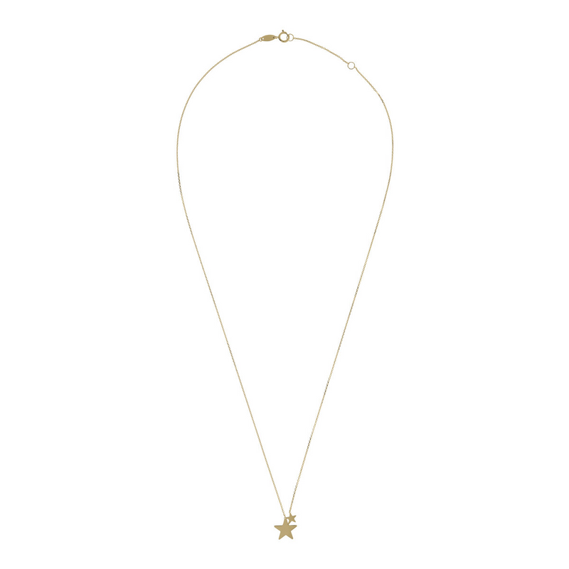 Rolo Chain Necklace with 9 Carat Gold Double Star Pendant
