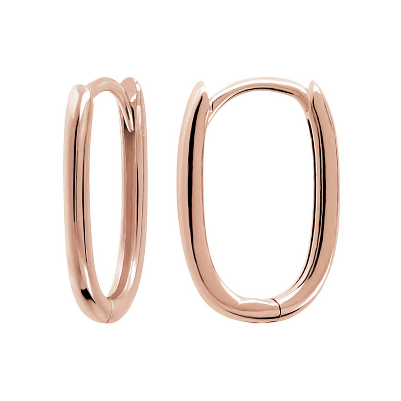 9 Carat Gold Oval Shape Hoop Earrings