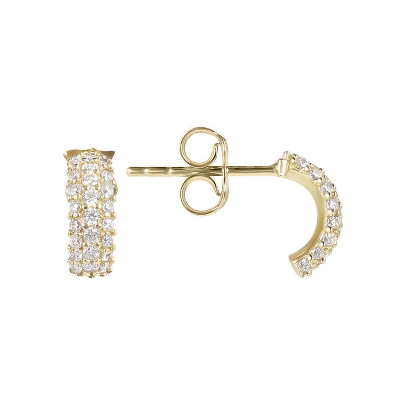 Stud Earrings with 9 Carat Gold Pavé