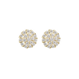 Stud Earrings with Pavé Flower in 9 Carat Gold Cubic Zirconia