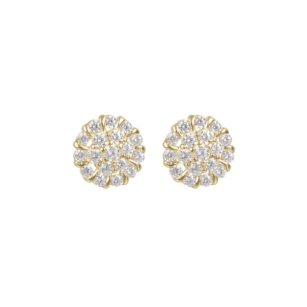 Stud Earrings with Pavé Flower in 9 Carat Gold Cubic Zirconia