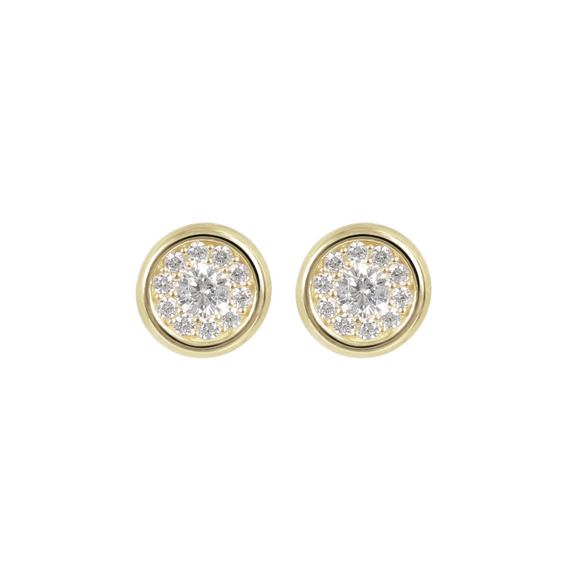Stud Earrings with Pavé in 9 Carat Gold Cubic Zirconia