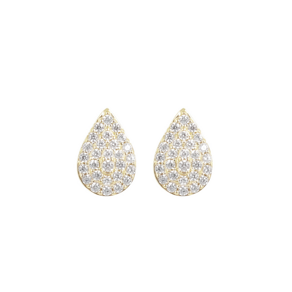 Stud Earrings with Pavé Drop in 9 Carat Gold Cubic Zirconia