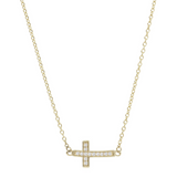 Forzatina-Halskette mit Kreuzanhänger aus 9 Karat Gold mit kubischen Zirkonia
