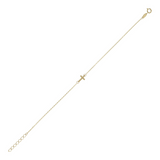 Bracelet chaîne Forzatina avec pendentif croix en or 9 carats et oxydes de zirconium