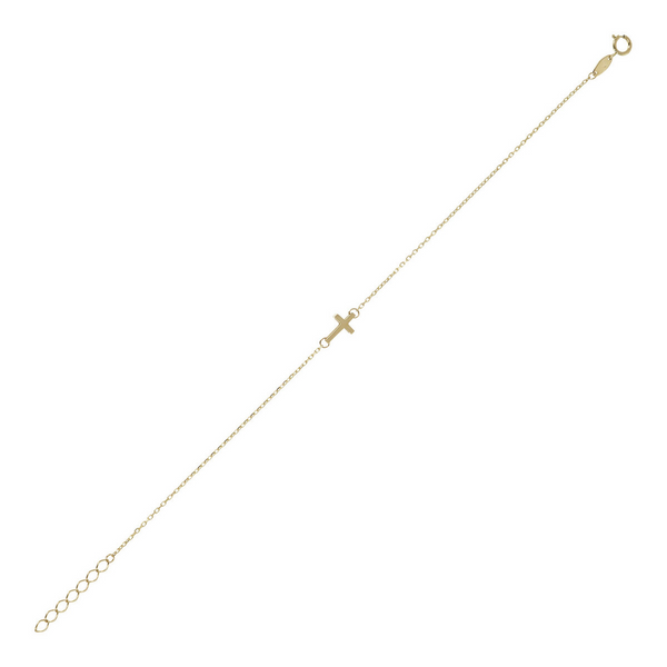 Bracelet chaîne Forzatina avec pendentif croix en or 9 carats et oxydes de zirconium