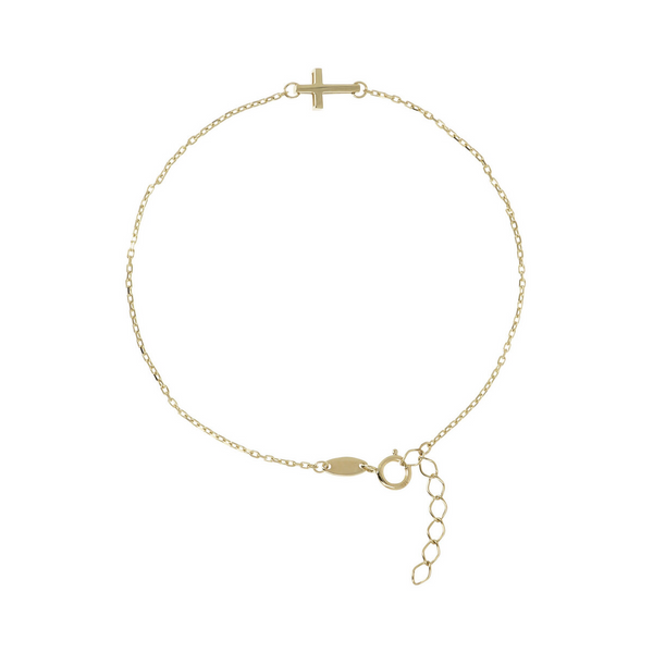 Forzatina Chain Bracelet with Cross Pendant in 9 Carat Gold Cubic Zirconia