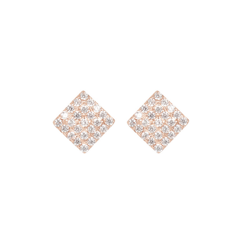Stud Earrings with Pavé Rhombus in 9 Carat Gold Zirconia