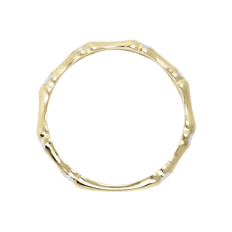 Bicolor Band Ring, 9 Carat Gold Bamboo Model