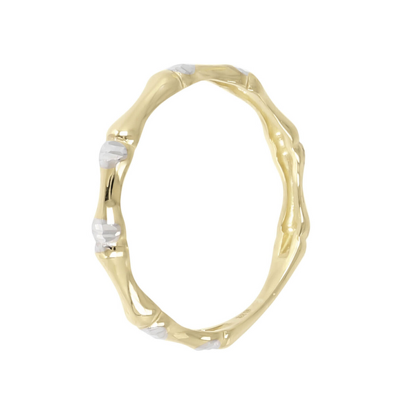 Bicolor Band Ring, 9 Carat Gold Bamboo Model