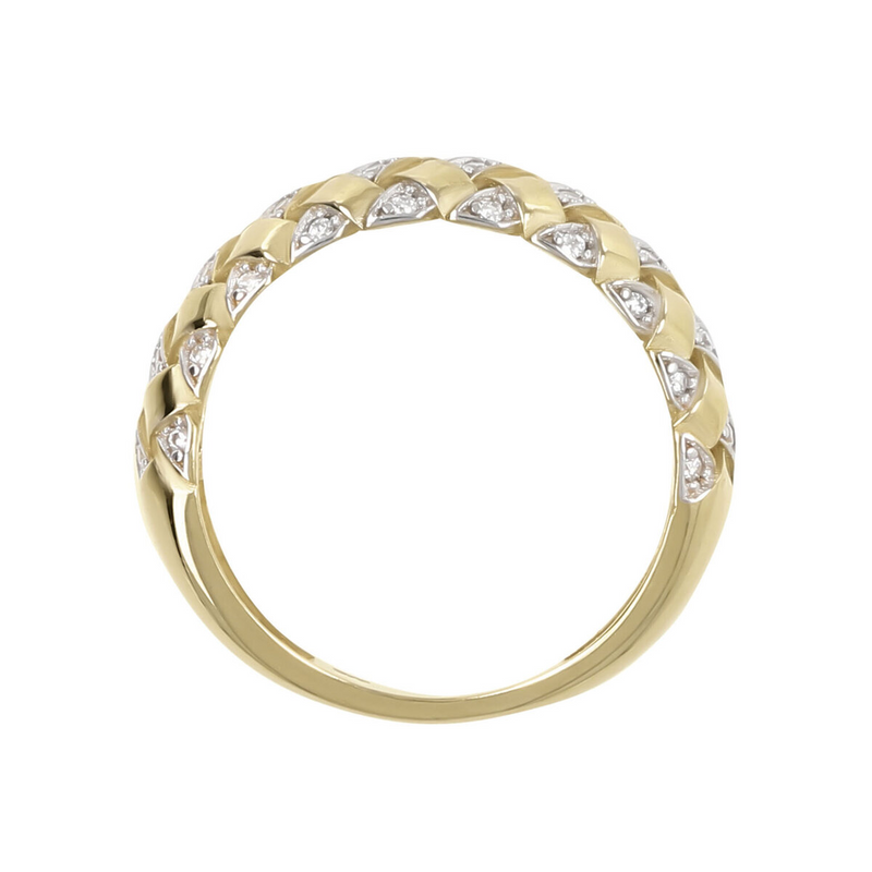 Interweaving Band Ring with Cubic Zirconia 9 Carat Gold