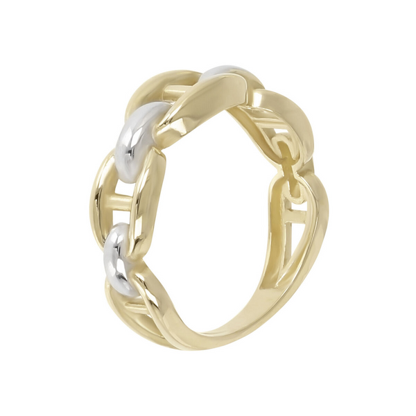 Bicolor-Ring mit Gliedern aus 9 Karat Gold