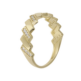 Band Ring Rectangular Motifs and Cubic Zirconia 9 Carat Gold