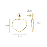 9 Carat Gold Heart Pendant Earrings
