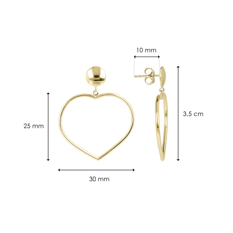 9 Carat Gold Heart Pendant Earrings