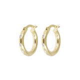 Domed Hoop Earrings with 9 Carat Gold Cubic Zirconia