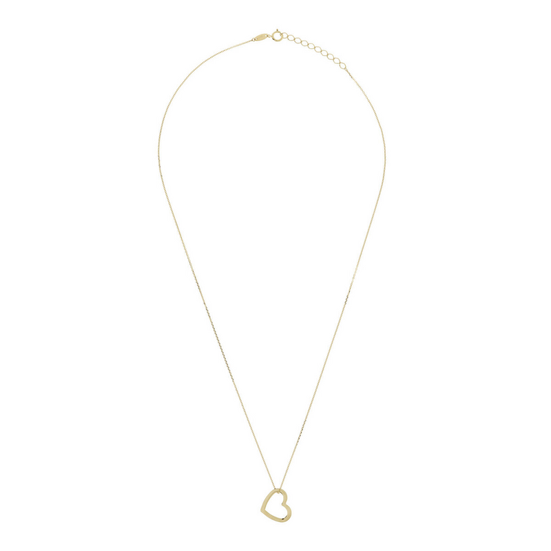 Collier chaîne Rolo avec pendentif cœur en or 9 carats