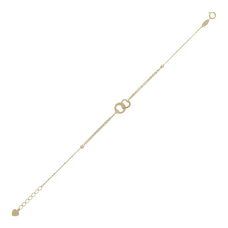 Double Interlocking Heart Forzatina Chain Bracelet 9 Carat Gold